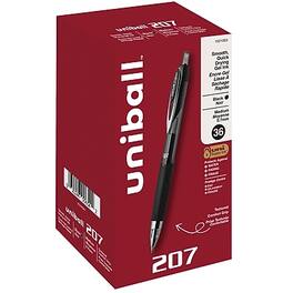 uni-ball - 207 Retractable Gel Pens, Medium Point, 0.7mm, Black Ink, 36/Box (1921063)