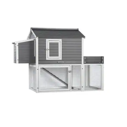 Front. New Age Pet - ECOFLEX Urban Farm Garden Chicken Coop - Grey/White.