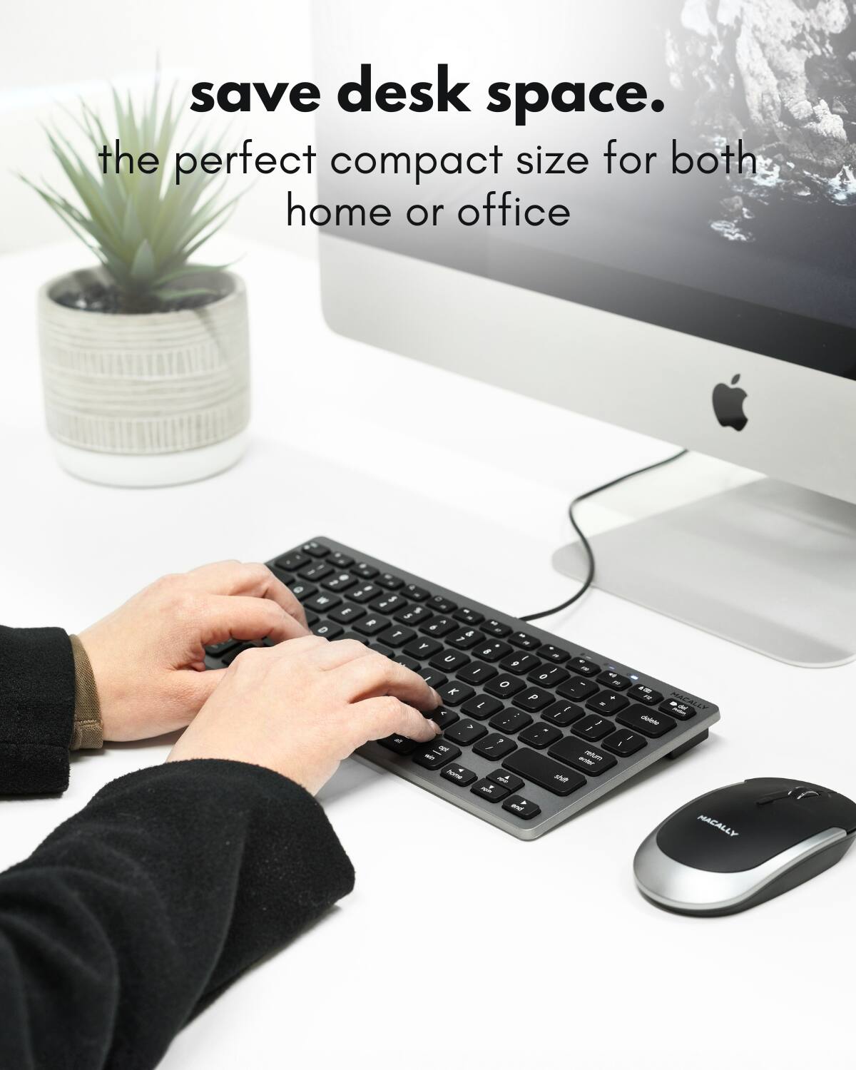 save desk space.  
the perfect compact size for both home or office