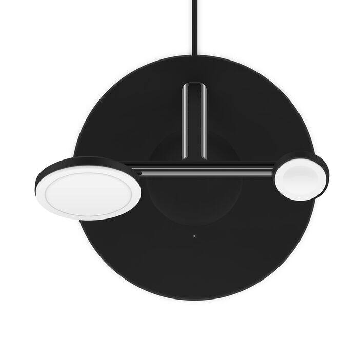 Alt View 2. Belkin - BoostCharge Pro 3-in-1 Wireless Charger with MagSafe Charging, 15W - Black.