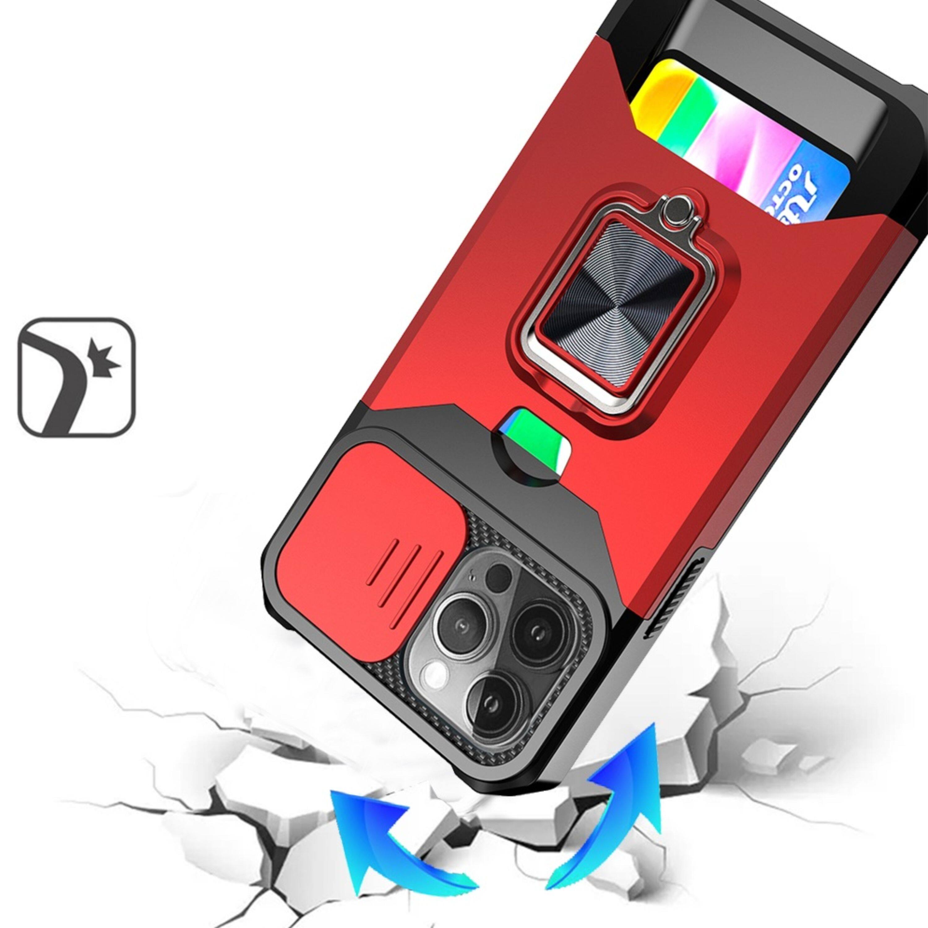 Left. Kitcheniva - Premium Card Holder Phone Case For iPhone 13 Pro Red - Red.