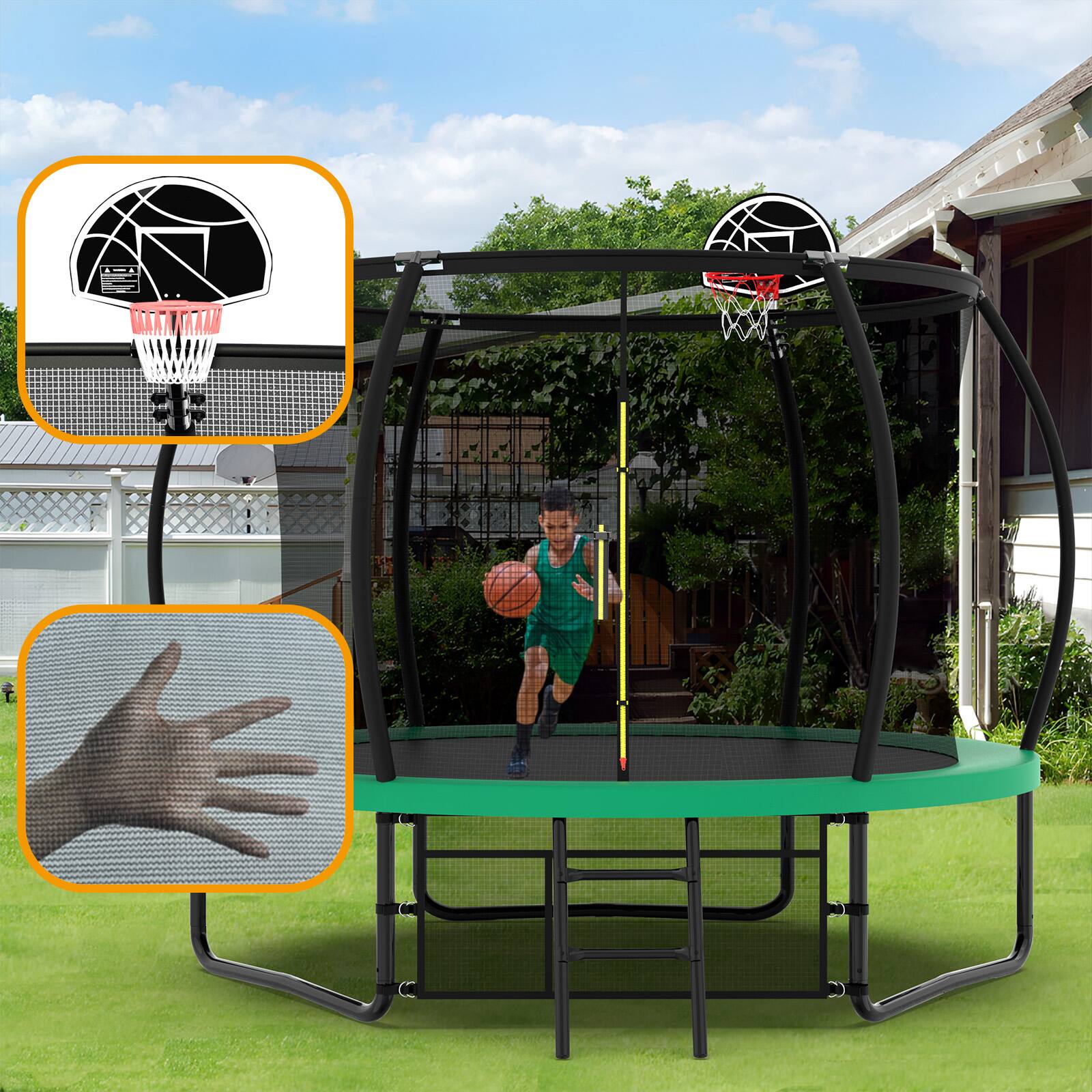 Alt View 1. Aukfa - 12FT Kids Trampoline with Safety Enclosure Net & Ladder - Outdoor Recreational Trampoline for Children.