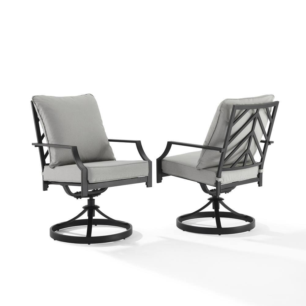 Alt View 2. Crosley Furniture - Otto 2Pc Swivel Outdoor Dining Chair Set - 2 Swivel Chairs - Gray.