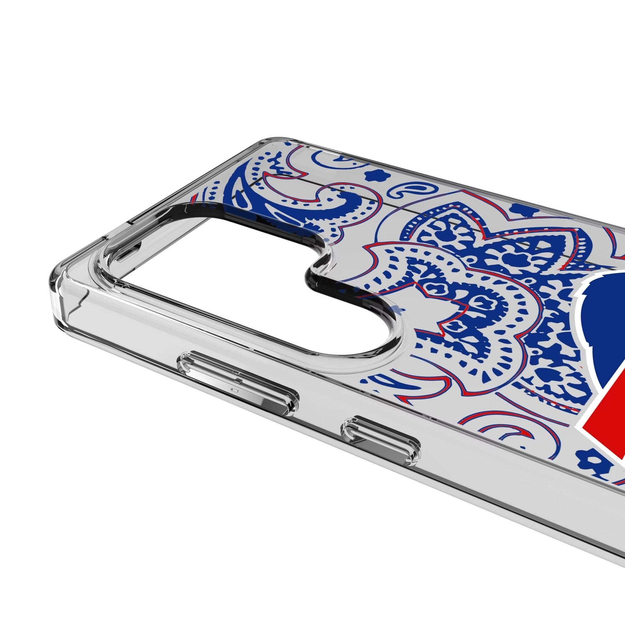 Alt View 2. Keyscaper - Buffalo Bills Galaxy Clear Paisley Design Case - S23 Ultra - Multicolor.