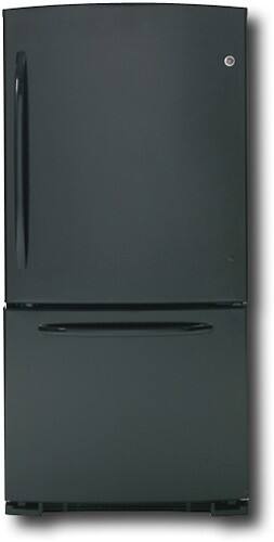 Front Standard. GE - 22.9 Cu. Ft. Bottom-Mount Refrigerator - Black.