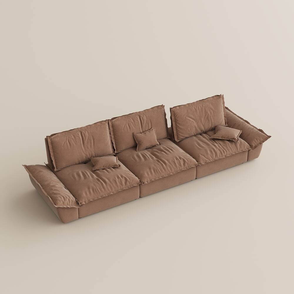 Alt View 10. POVISON - 141.73" Sailboat Deep Sofa Stain Resistant Cozy Couch with Adjustable Backrest - Brown Suede Fabric.