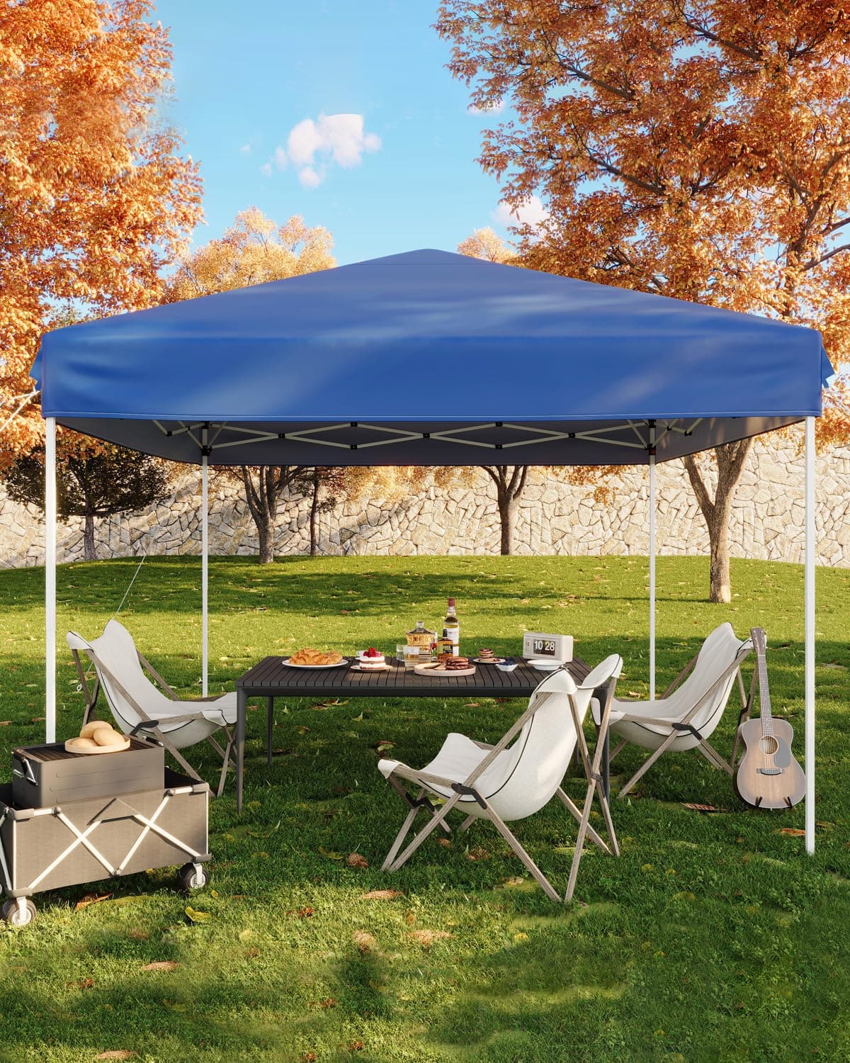 GAOMON - 10x10 Pop Up Canopy Tent, Easy Up Canopy with 3 Adjustable Height, Outdoor Sun Shade with 4 Sandbags & Carrying Bag - Blue