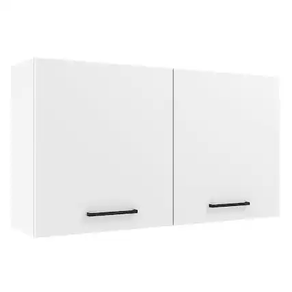 Front. Madesa - Madesa Hazel Wall Kitchen Storage Cupboard Cabinet with 2 Doors 48"L - White - White.