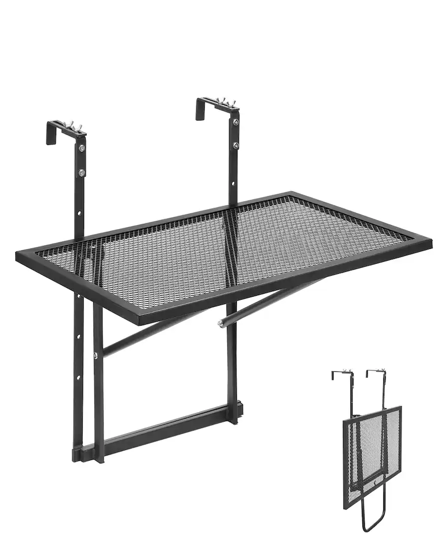 VEVOR Balcony Hanging Table, 19 x 24 in Metal Folding Balcony Railing ...