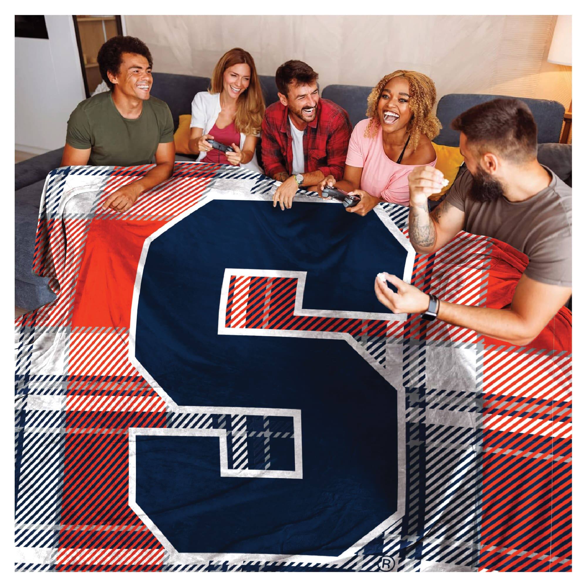 Alt View 1. Pegasus - Syracuse Orange 66" x 95" Oversized Plaid FAN-mily Ultra Cozy Blanket - Multicolor.