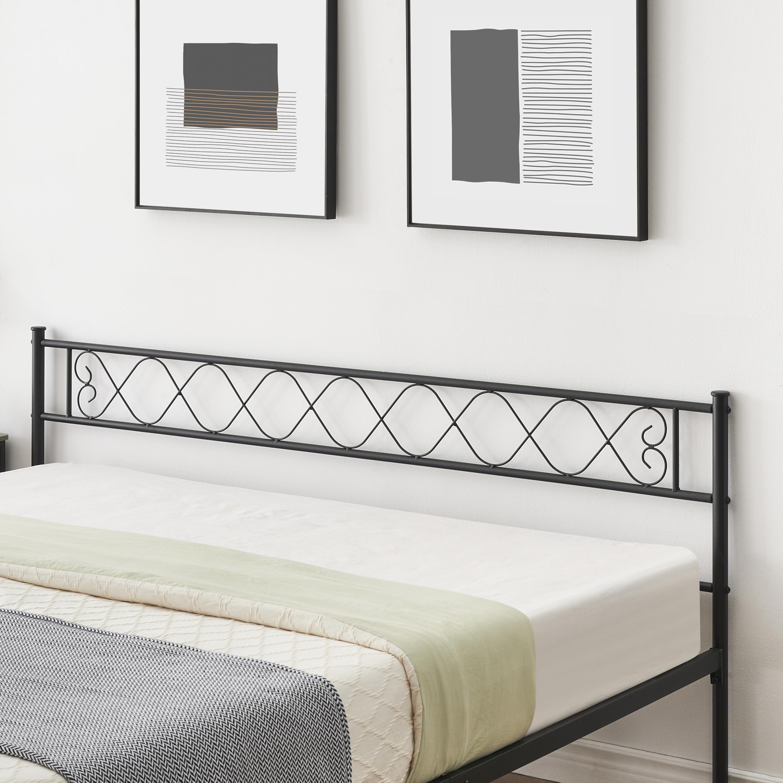 Alt View 2. Acekool - Modern Bed Frame, Metal Platform Bed with Headboard and Footboard, 13.7 Inch Underbed Storage Heavy-Duty Bed Frame - Black.