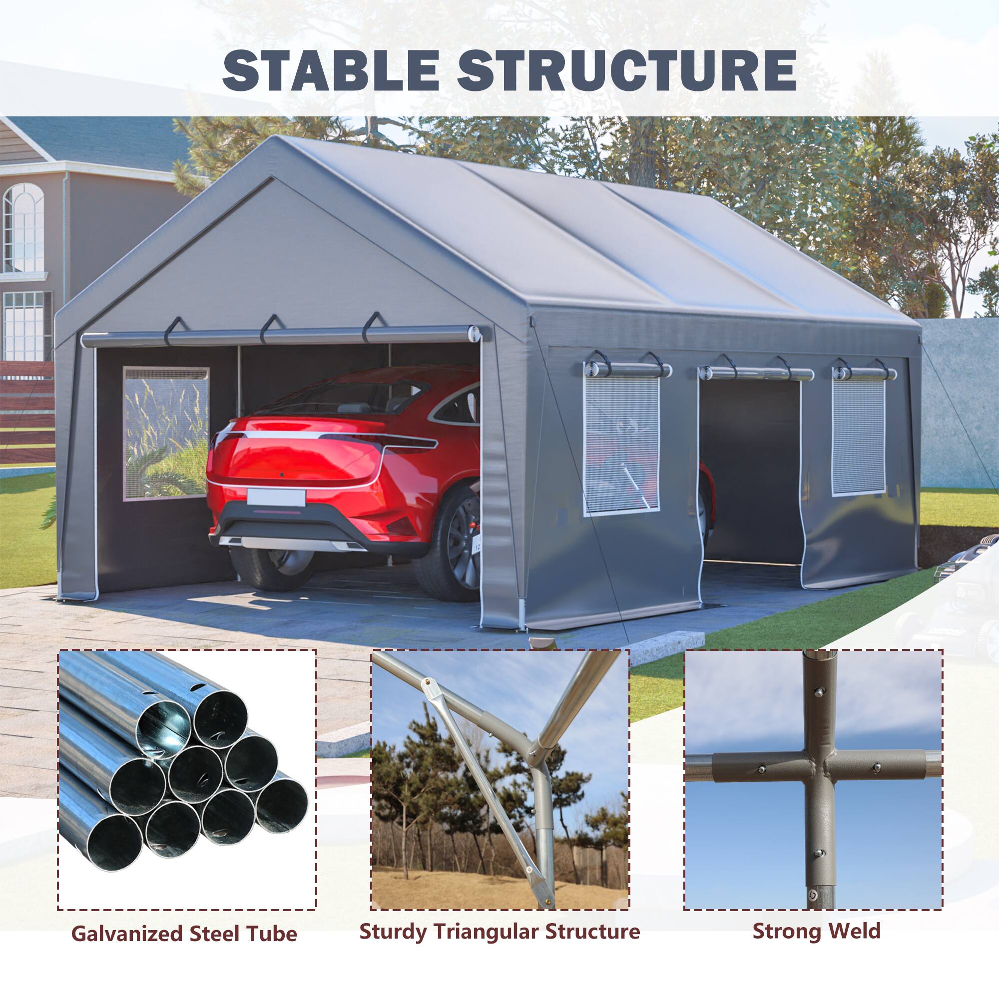 STABLE STRUCTURE

- Galvanized Steel Tube
- Sturdy Triangular Structure
- Strong Weld