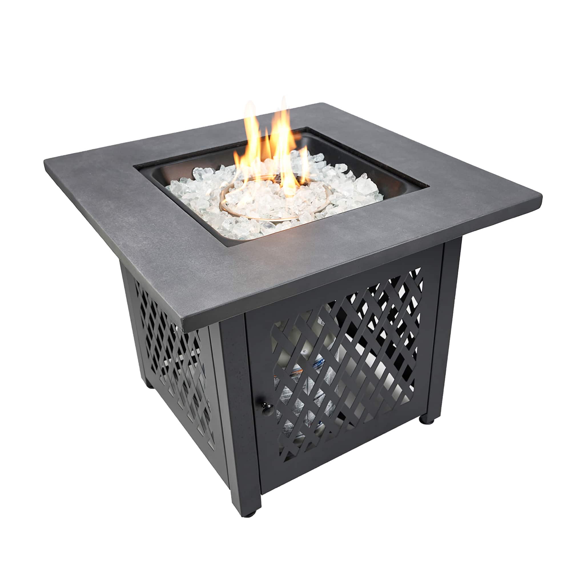 Endless Summer - Charles 30 Inch Square Outdoor UV Printed LP Gas Fire Pit Table - Gray