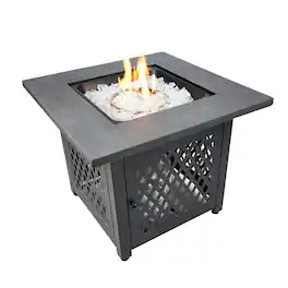 Endless Summer - Charles 30 Inch Square Outdoor UV Printed LP Gas Fire Pit Table - Gray