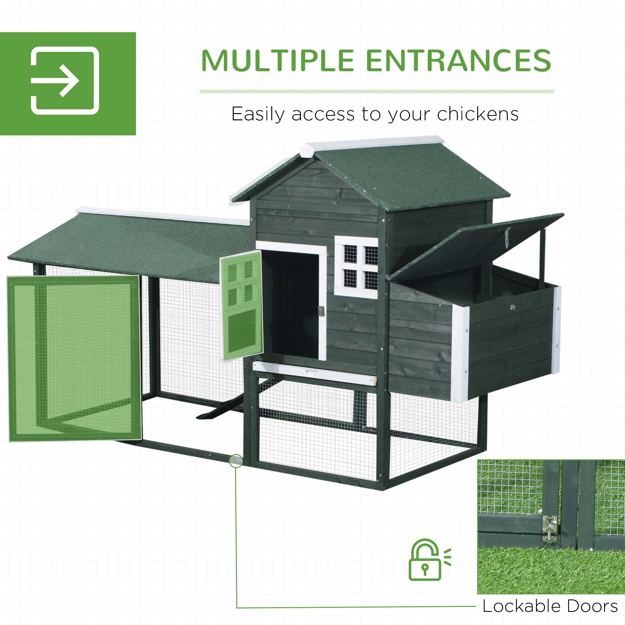 MULTIPLE ENTRANCES  
Easily access to your chickens  

Lockable Doors