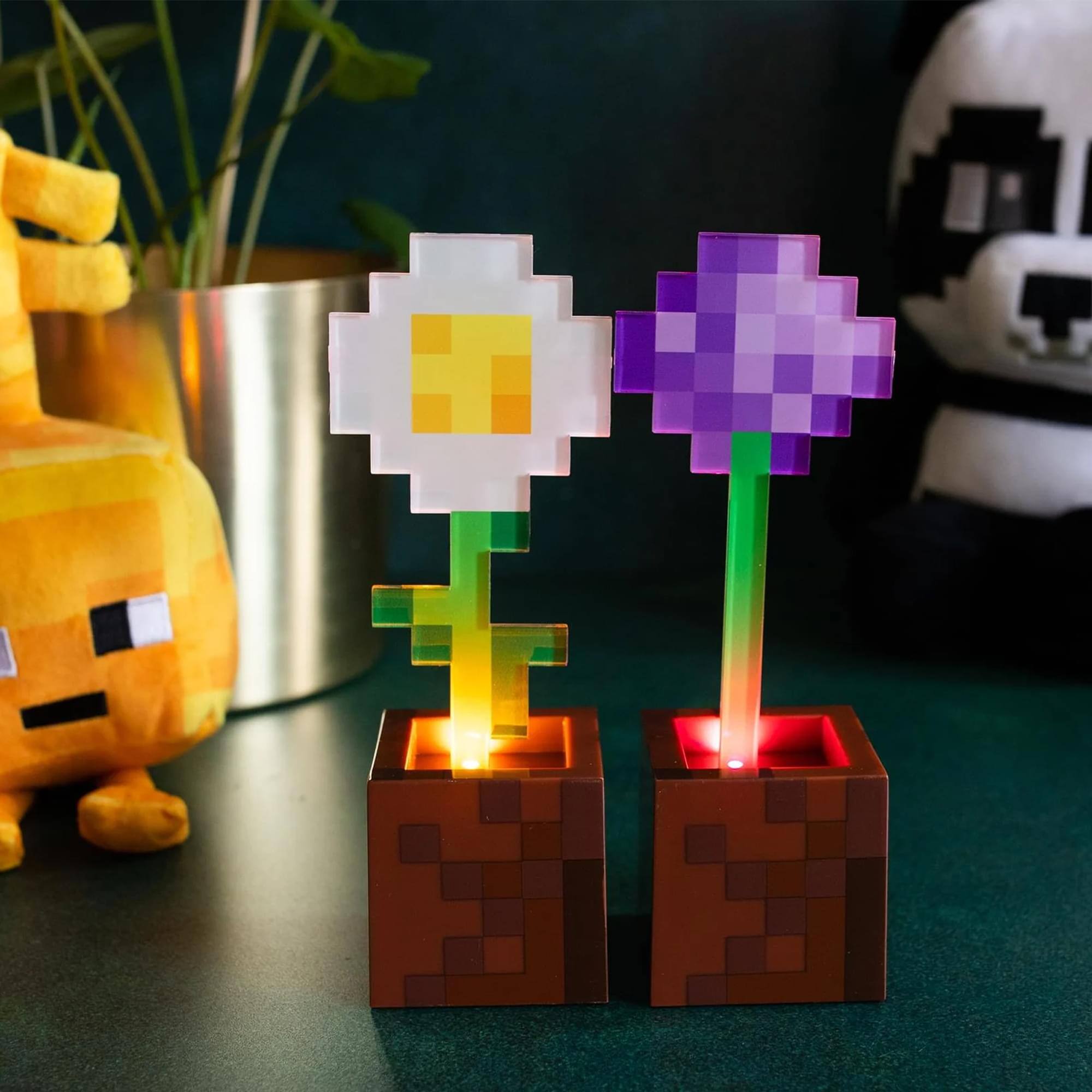 Alt View 4. Ukonic - Minecraft 2-Piece Flower Pot Mood Light Bundle - Multicolored.