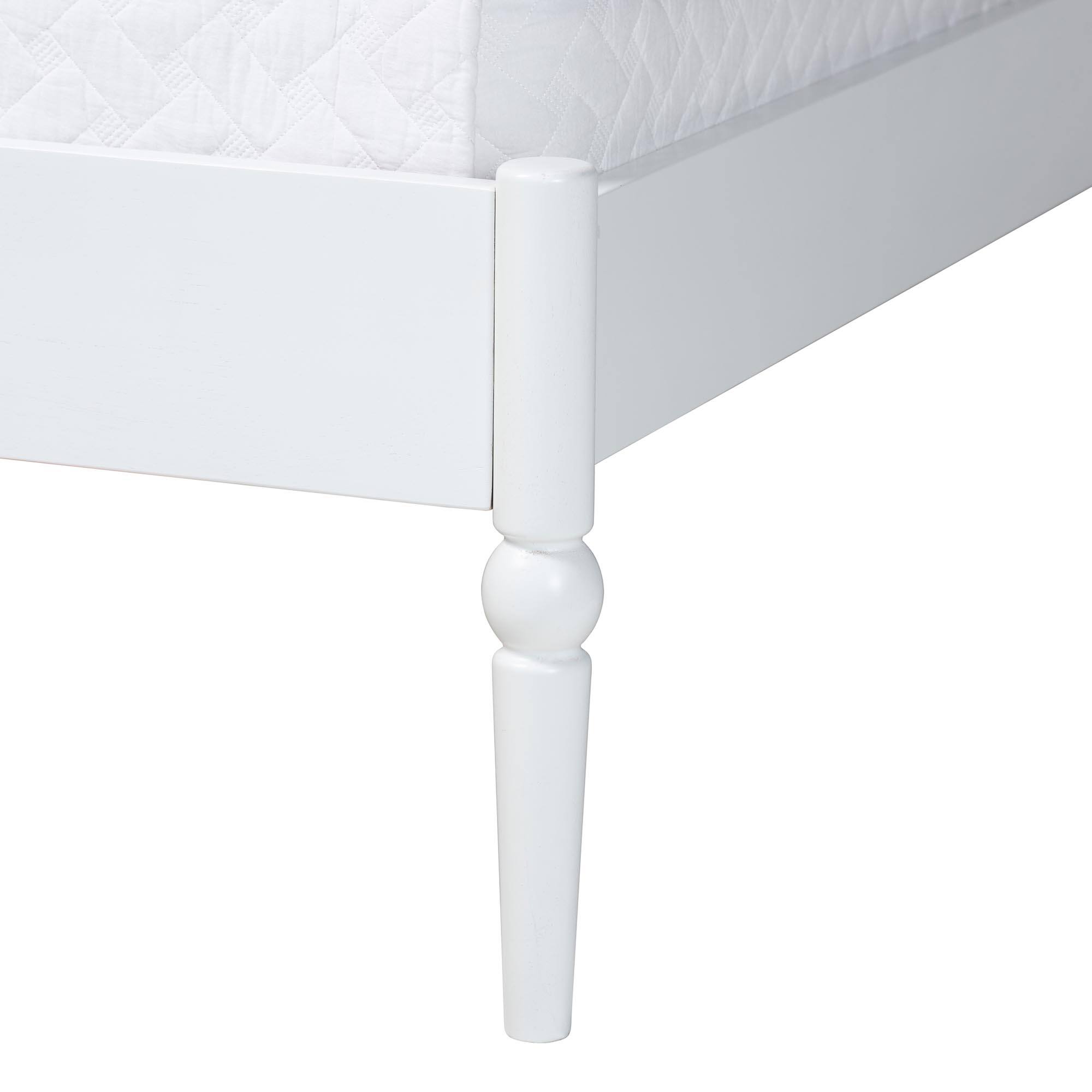 Alt View 1. Baxton Studio - Brantley Spindle Platform Bed - Farmhouse Bed Frame with Scalloped Headboard and Turned Posts, Queen - White.