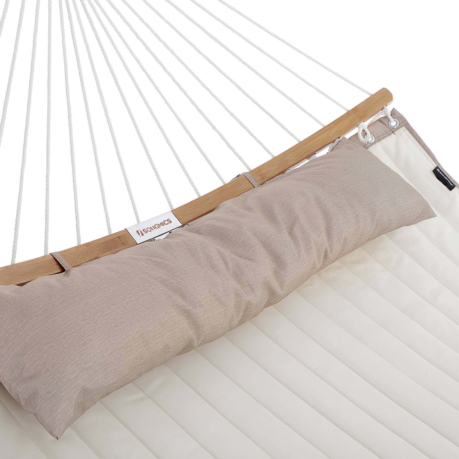 Alt View 1. Songmics Home - Hammock, Quilted Double Hammock with Padded Pillow, 78.7 x 55.1 Inches, 495 lb Weight Capacity, Portable - Cream and Beige.