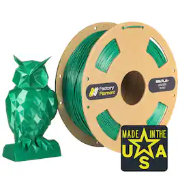 Factory Filament - 1.75mm PLA 3D Printer Filament, 1 KG Spool, Dimensional Accuracy +/- 0.02 mm, 3D Printing Filament - Silk Green