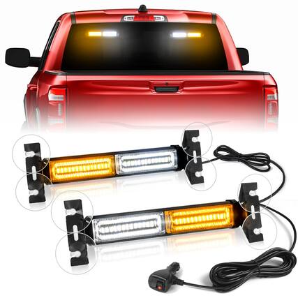 Front. DORLUKFU - 1002L Emergency Strobe Traffic Advisor Light Bar: 40 LED Dash Safety Warning Flashing Light, Front/Rear Windshield Visor.