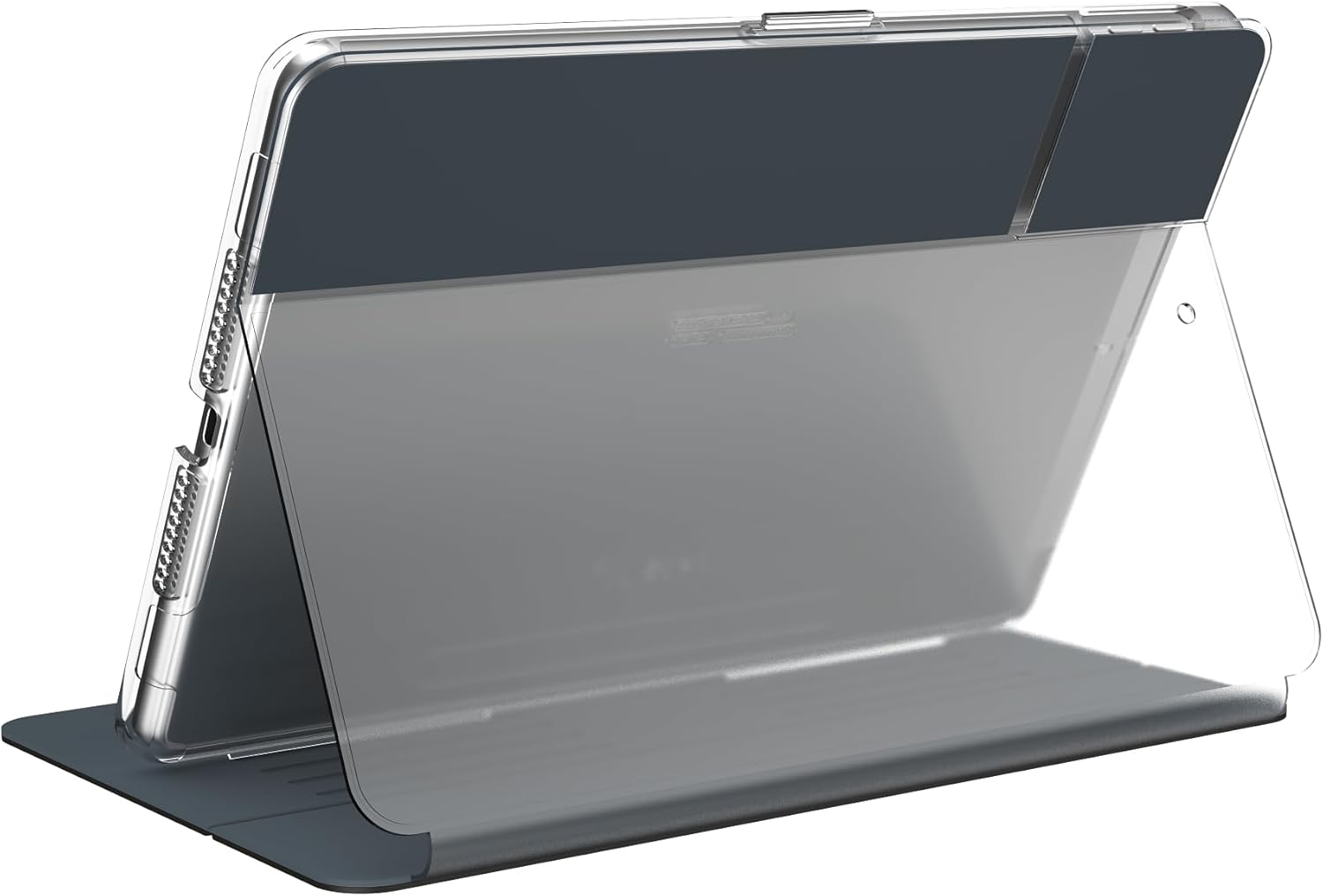 Front. Speck - Speck Balance Folio 10.2" Apple iPad (7th Generation) Case | Color: Clear & Gray - Clear/ Gray.