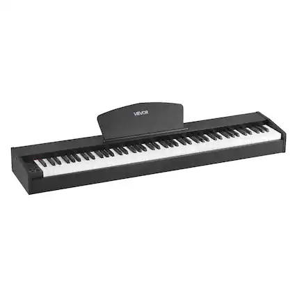 Front. VEVOR - Weighted Digital Piano, 88 Keys Fully Weighted, Electric Piano Dual Keyboard & Speakers, with Sustain Pedal - Black.