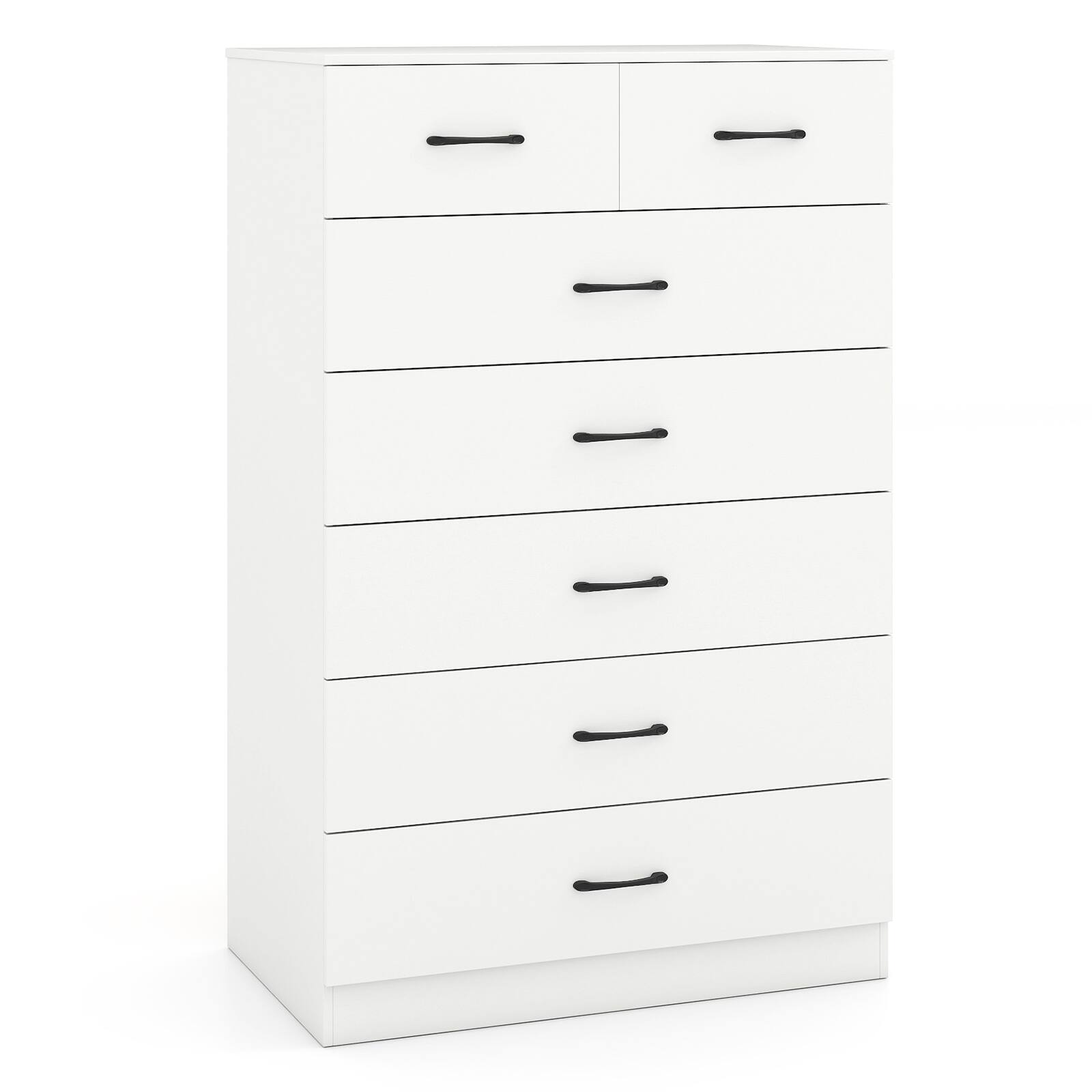 Alt View 8. Gymax - Gymax 7 Drawers Dresser Wooden Chest of Drawers w/ Metal Handles Guide Rails White - White.