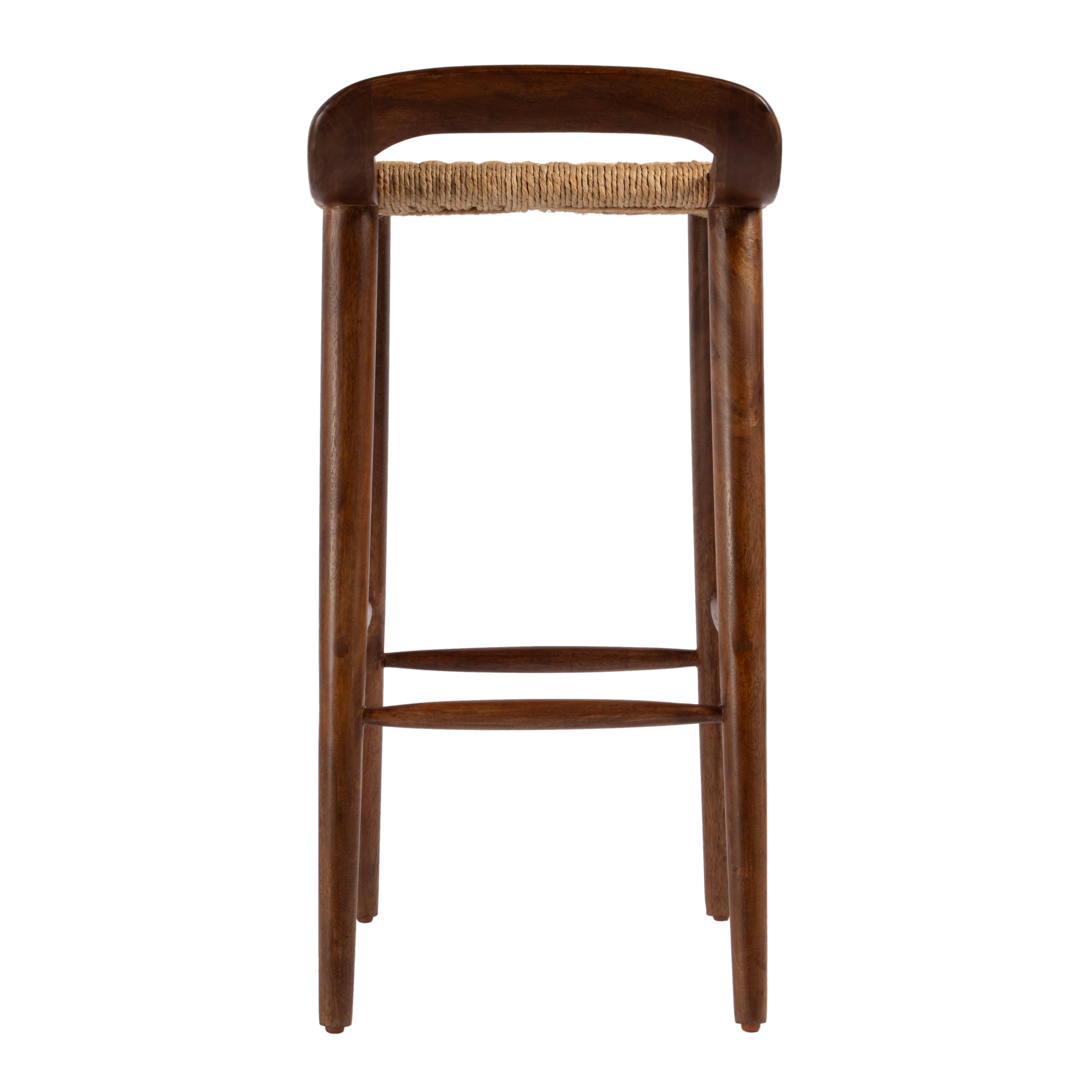 Alt View 4. Butler Specialty - Luna 30 in. Seat Height Wood and Jute Woven Low Back Counter Stool - Brown.