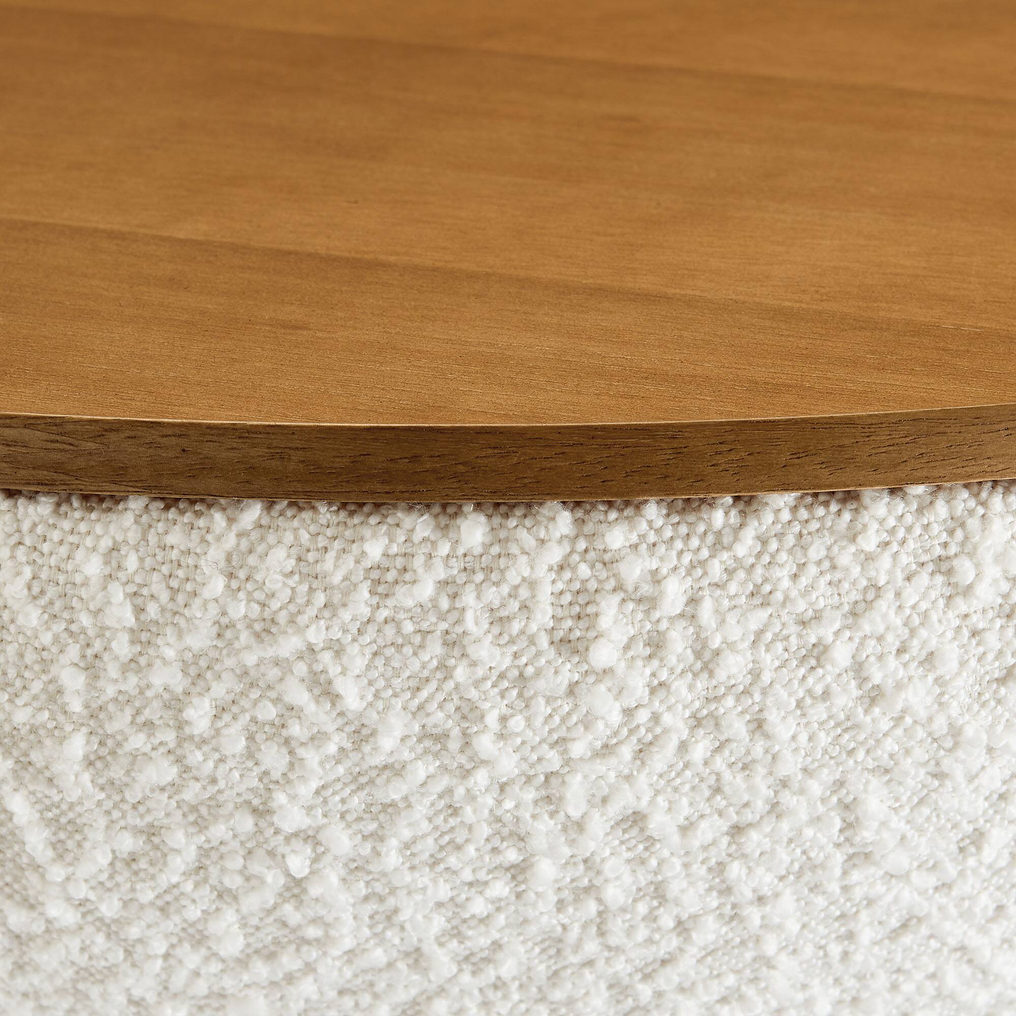 Alt View 6. Modway - Tridome Round Boucle Upholstered Storage Coffee Table by Modway - Natural Ivory.