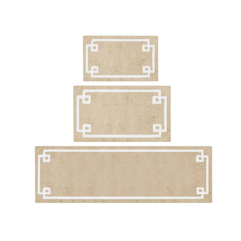 Alt View 1. APRILSOUL - 100 Cotton Oeko Tex Bath Rug Cloud Soft White Border Hotel Style - taupe.