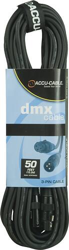 Front. American DJ - 50' 3-Pin DMX Cable - Black.