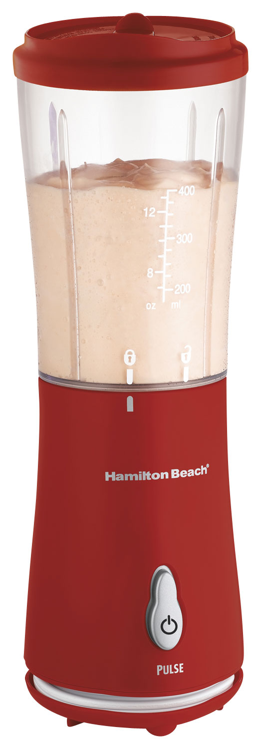 Hamilton Beach Red Single Compact Mini Serve Smoothie Blender w/Travel Cup  & Lid