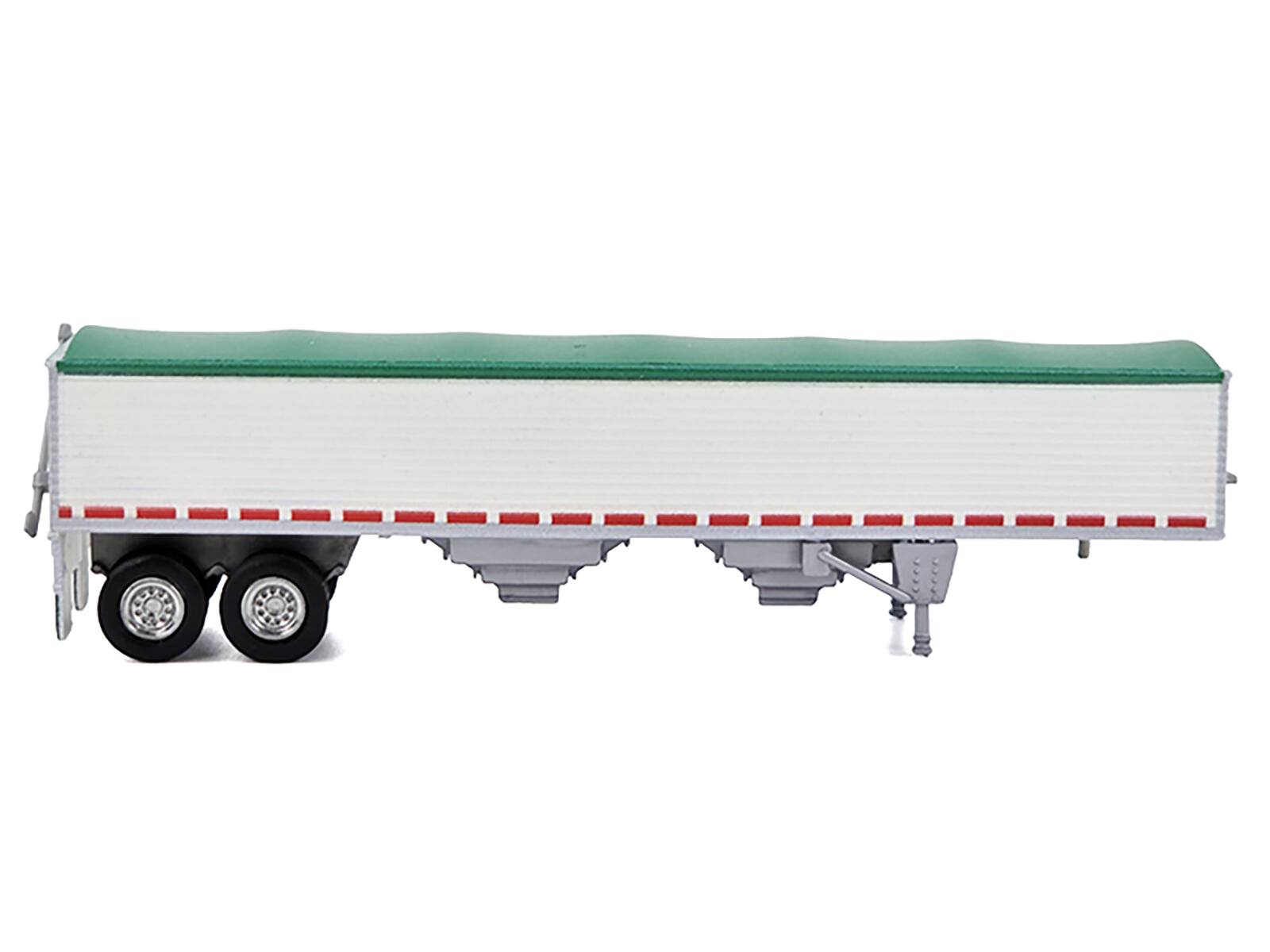 Alt View 1. HO Logistics Replicas - Covered Grain Trailer White with Green Tarp 1/87 (HO) Scale Plastic Model Car by HO Logistics.
