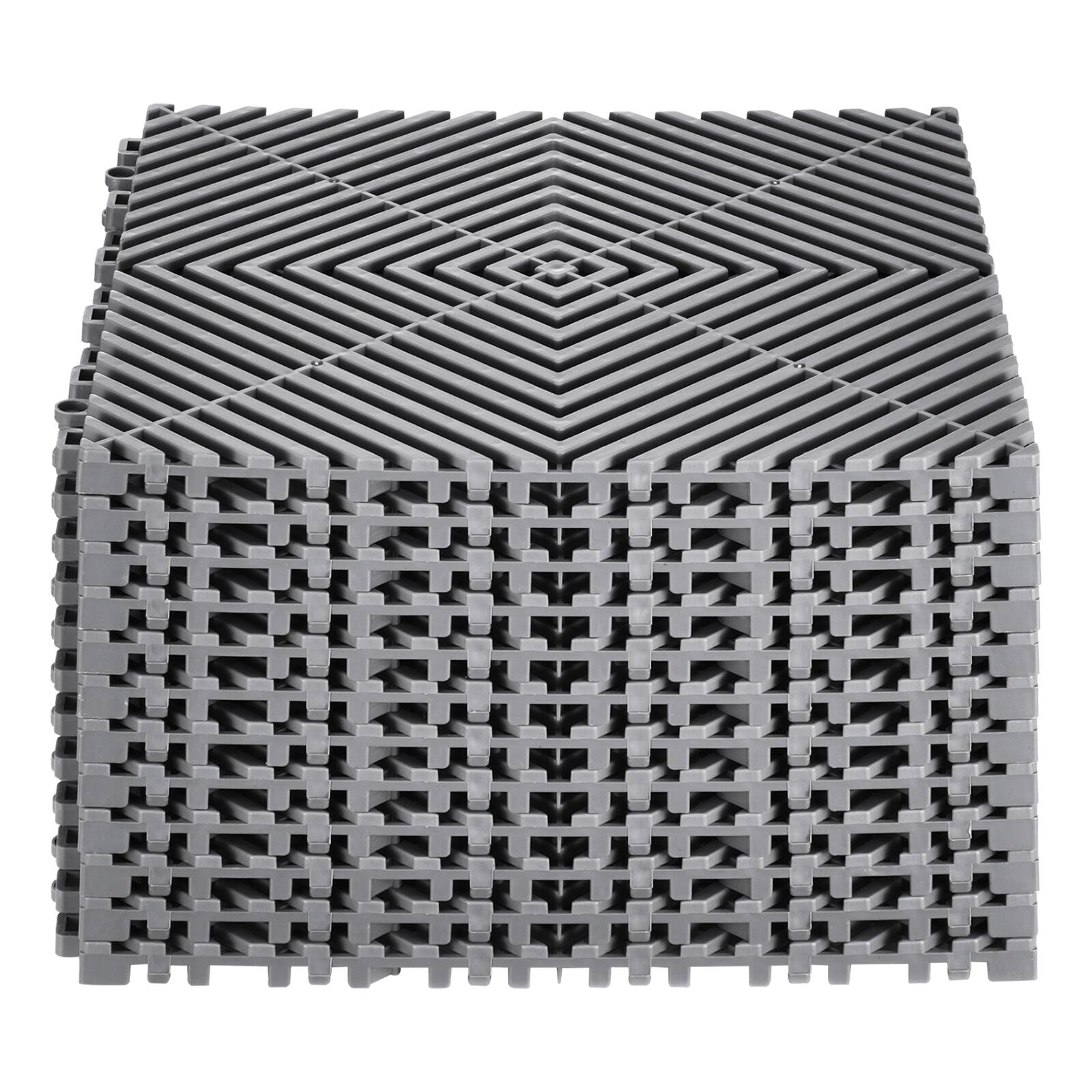 Alt View 5. VEVOR - Interlocking Drainage Mat, 12” x 12” Modular Interlocking Cushion, 12 Pcs Splicing Drainage Mats, Non-Slip Shower Mat - Grey.