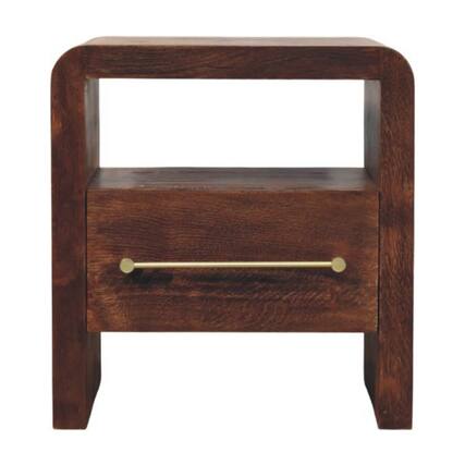 Front. Artisan Furniture - Artisan Furniture Solid Wood Tiger Oak Open Bedside with Brass Handle - Brown.