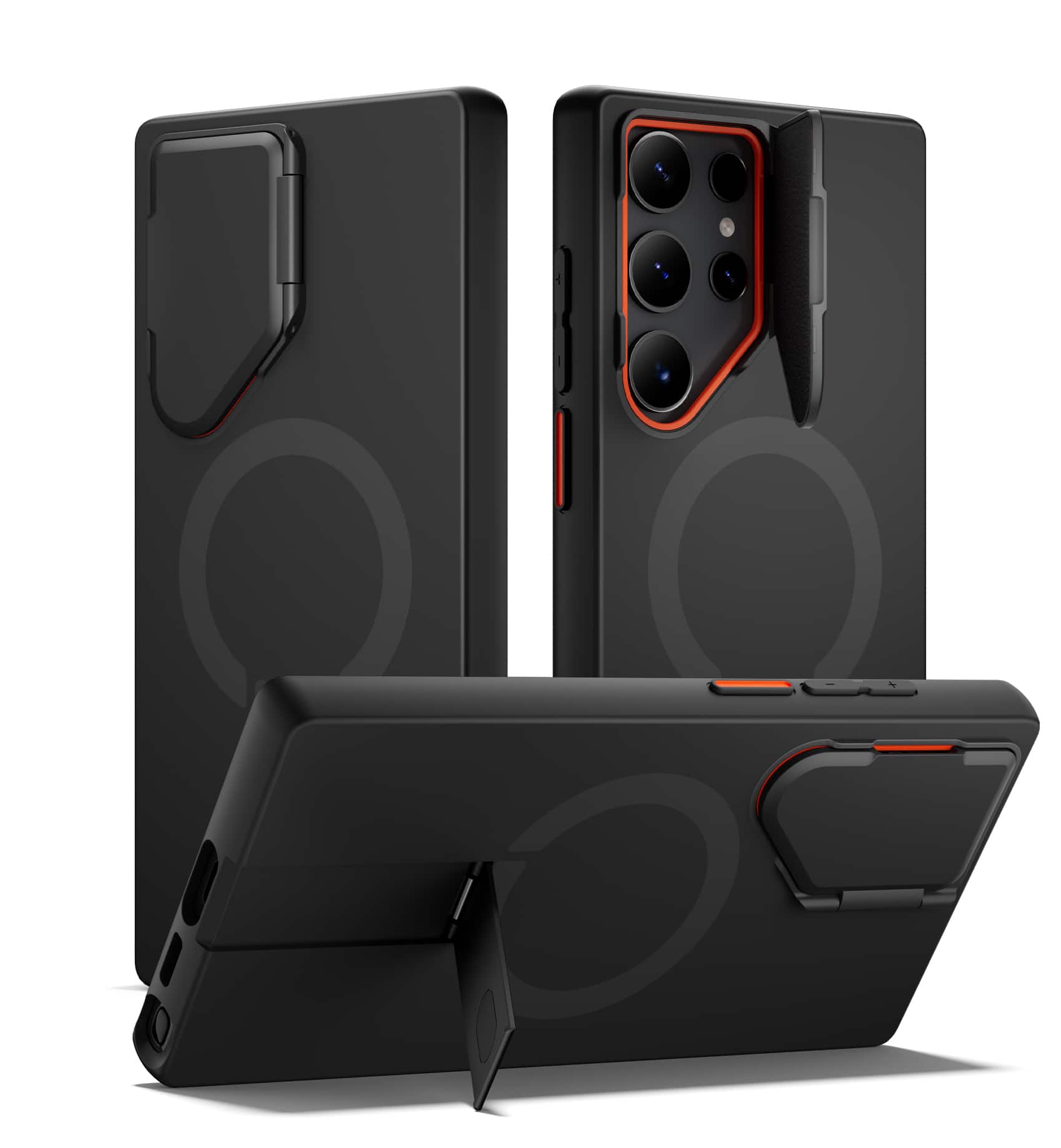 SURITCH - Case for Samsung Galaxy S23 Ultra, Magnetic Shockproof Hard shell with Camera Cover & Adjustable Kickstand - Aurora Black