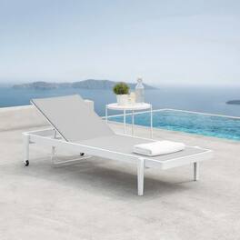 Charleston Outdoor Patio Chaise Lounge Chair by Modway - White Gray