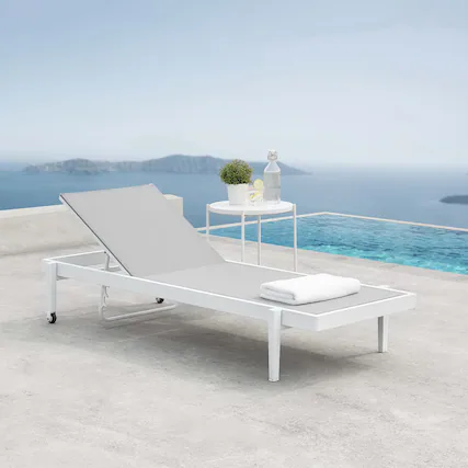 Front. Modway - Charleston Outdoor Patio Chaise Lounge Chair by Modway - White Gray.