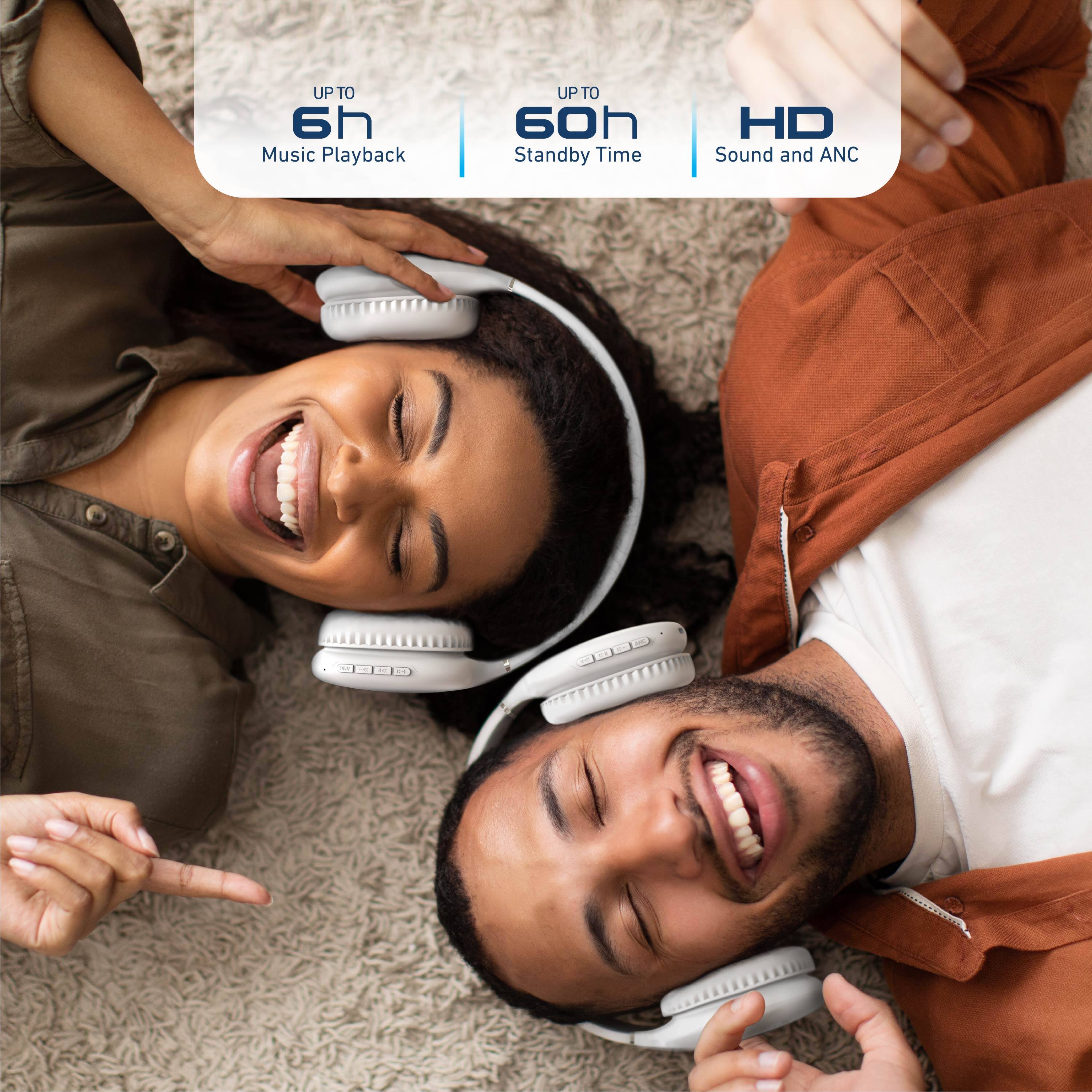 UP TO 6h Music Playback  
UP TO 60h Standby Time  
HD Sound and ANC