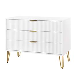 Forest'nSky - Wood 3 drawer 35.19 in. Wide Chest of Drawers for Living Room - White