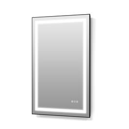 Boyel Living - 24 in. x 36 in. Black LED Bathroom Mirror with Aluminum Frame Anti Fog and Dimmable Light - Glass