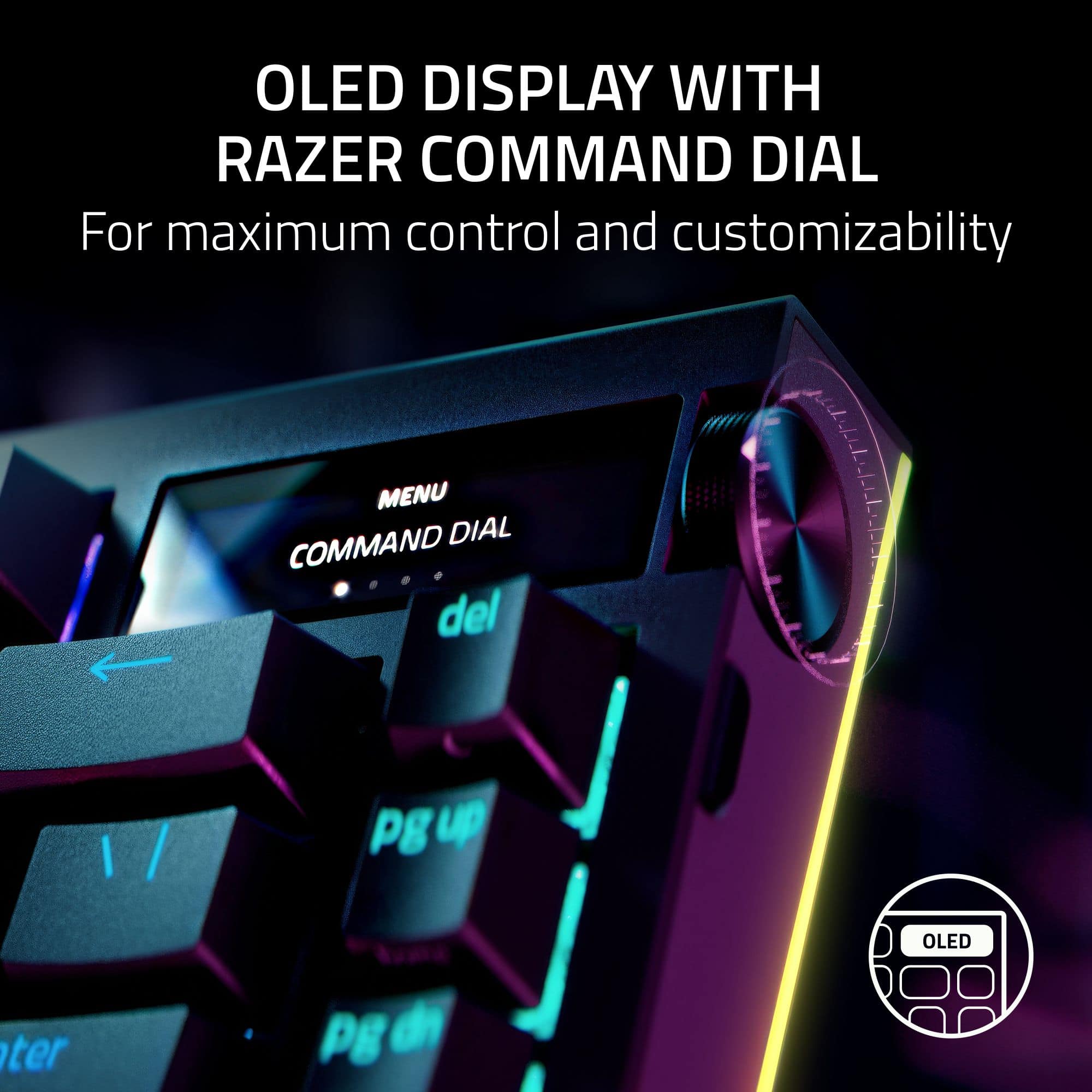 OLED Display with Razer Command Dial - For maximum control and customizability. Menu Command Dial.