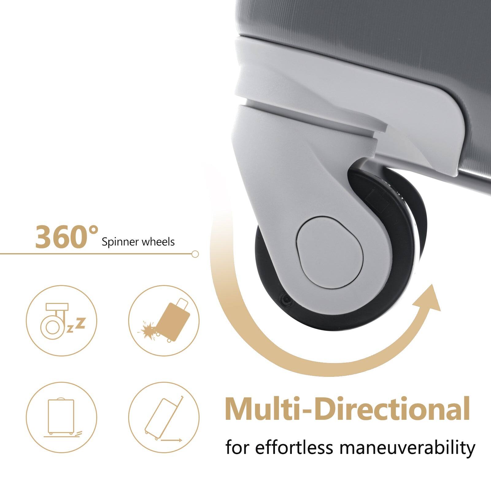 360° Spinner wheels  
Multi-Directional for effortless maneuverability