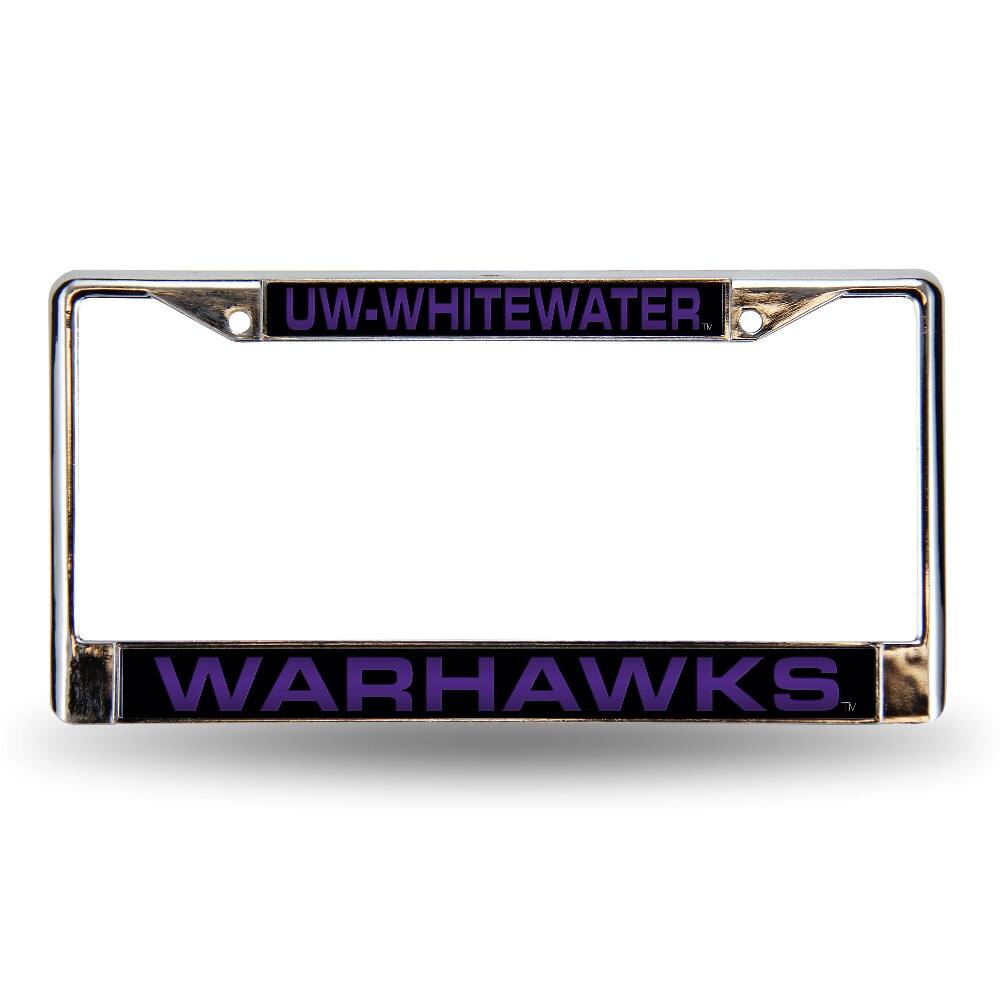 Wisconsin UW Whitewater Warhawks Chrome Metal Laser Cut License Plate Frame