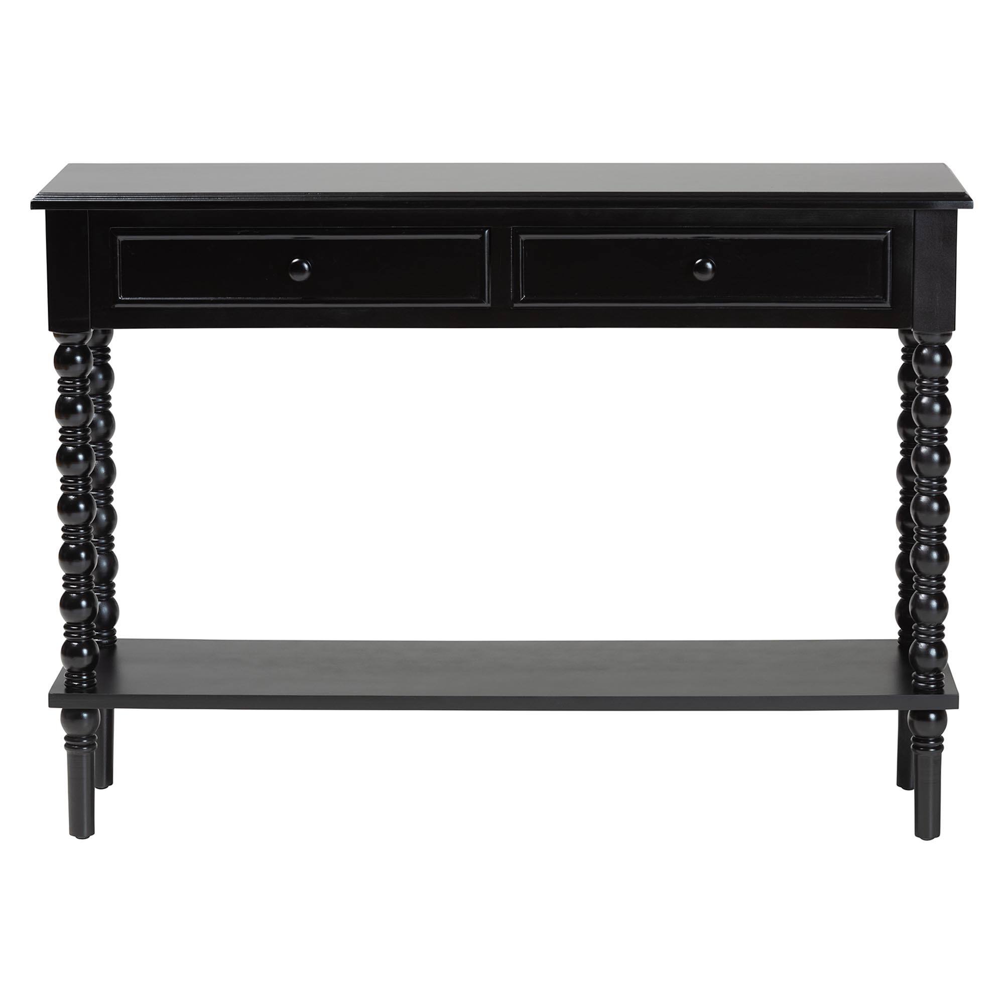 Left. Baxton Studio - Malinda Classic Wood 2-Drawer Console Table with Spindle Legs - Black.