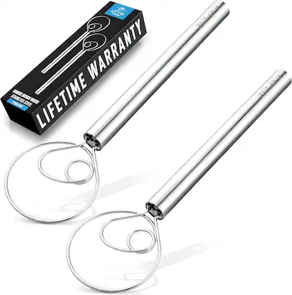 ZULAY
LIFETIME WARRANTY
STAINLESS STEEL DOUGH WHISK
2 PIECE SET