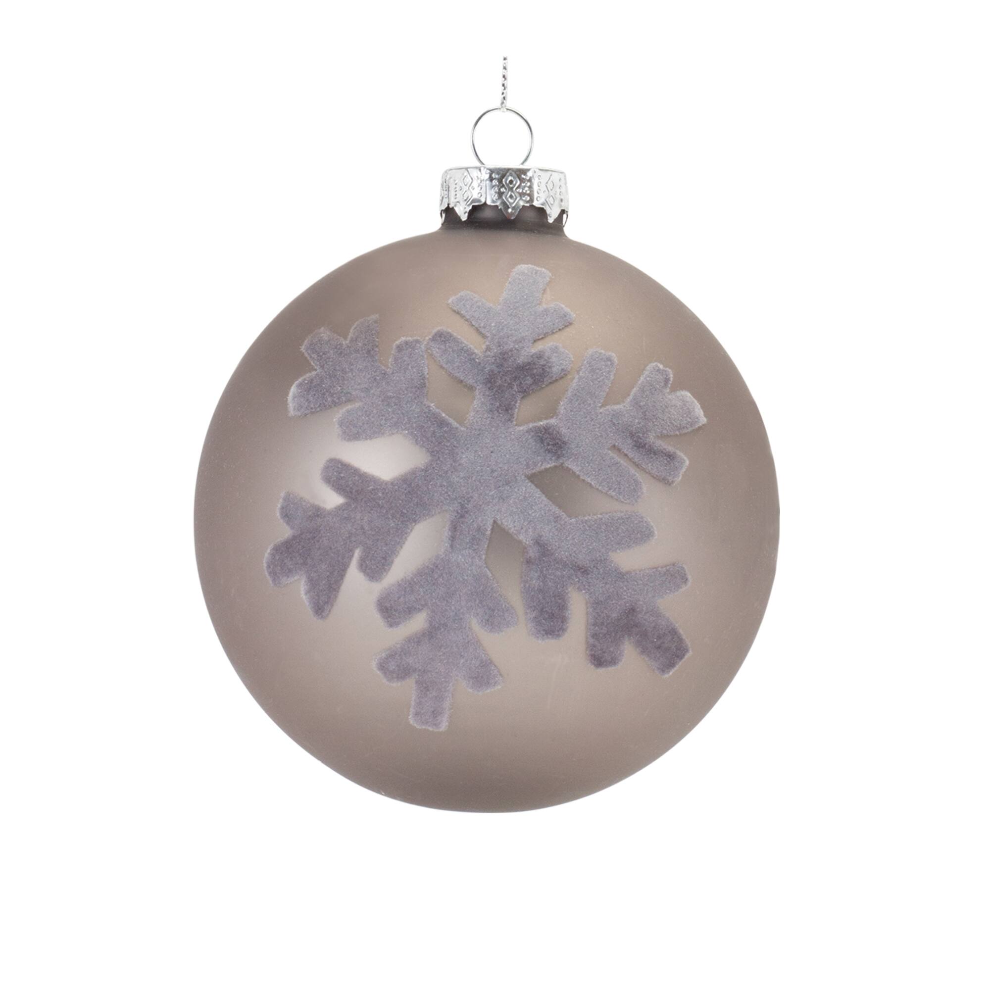 Back. BreeBe - Snowflake Ball Ornament (Set of 6) - Grey.