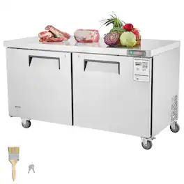 VEVOR - 60" Commercial Refrigerator Sandwich & Salad Prep Table, 16.4 Cu. Ft Stainless Steel Refrigerated Food Prep - Silver
