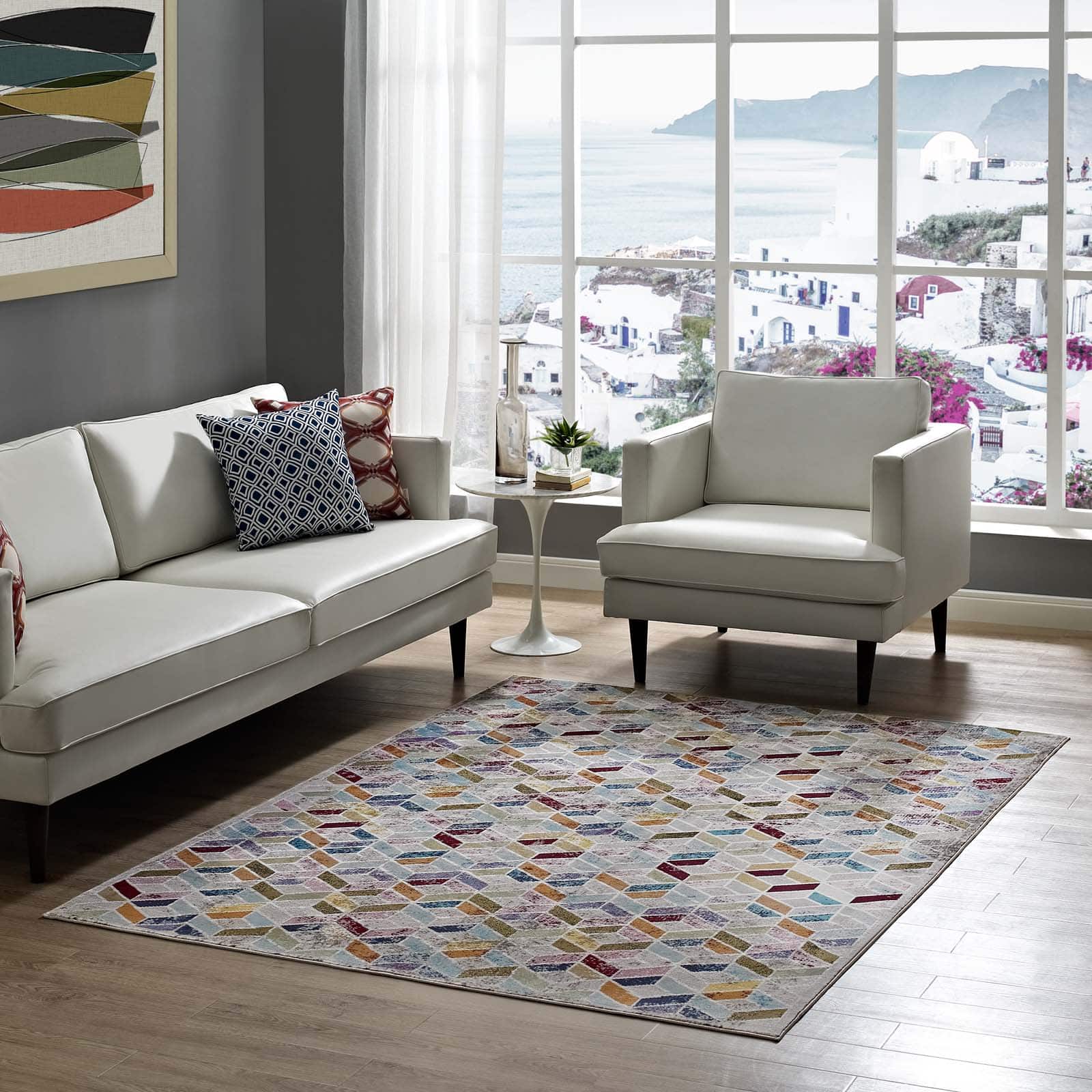 Modway - Laleh Geometric Mosaic Area Rug - Multicolored