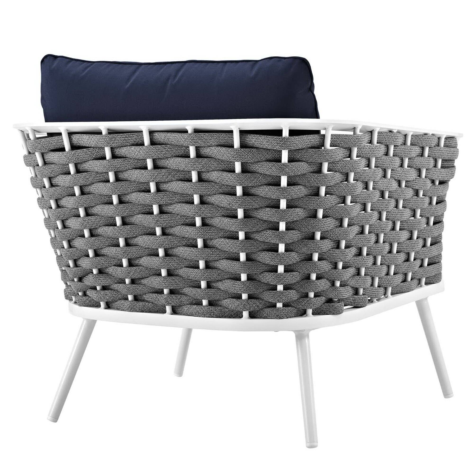 Back. Modway - Stance Outdoor Patio Aluminum Armchair by Modway - White Navy.